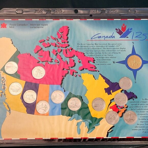 Collectible Vintage 1992 'Canada 125' Commemorative 1 Dollar and 25 Cents coins - Picture 1 of 2